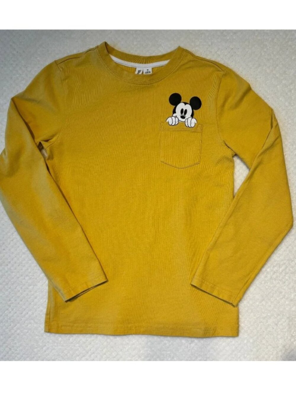 Janie and Jack Disney Mickey Tee Girls 10 Yellow Long Sleeve Peekaboo Pocket